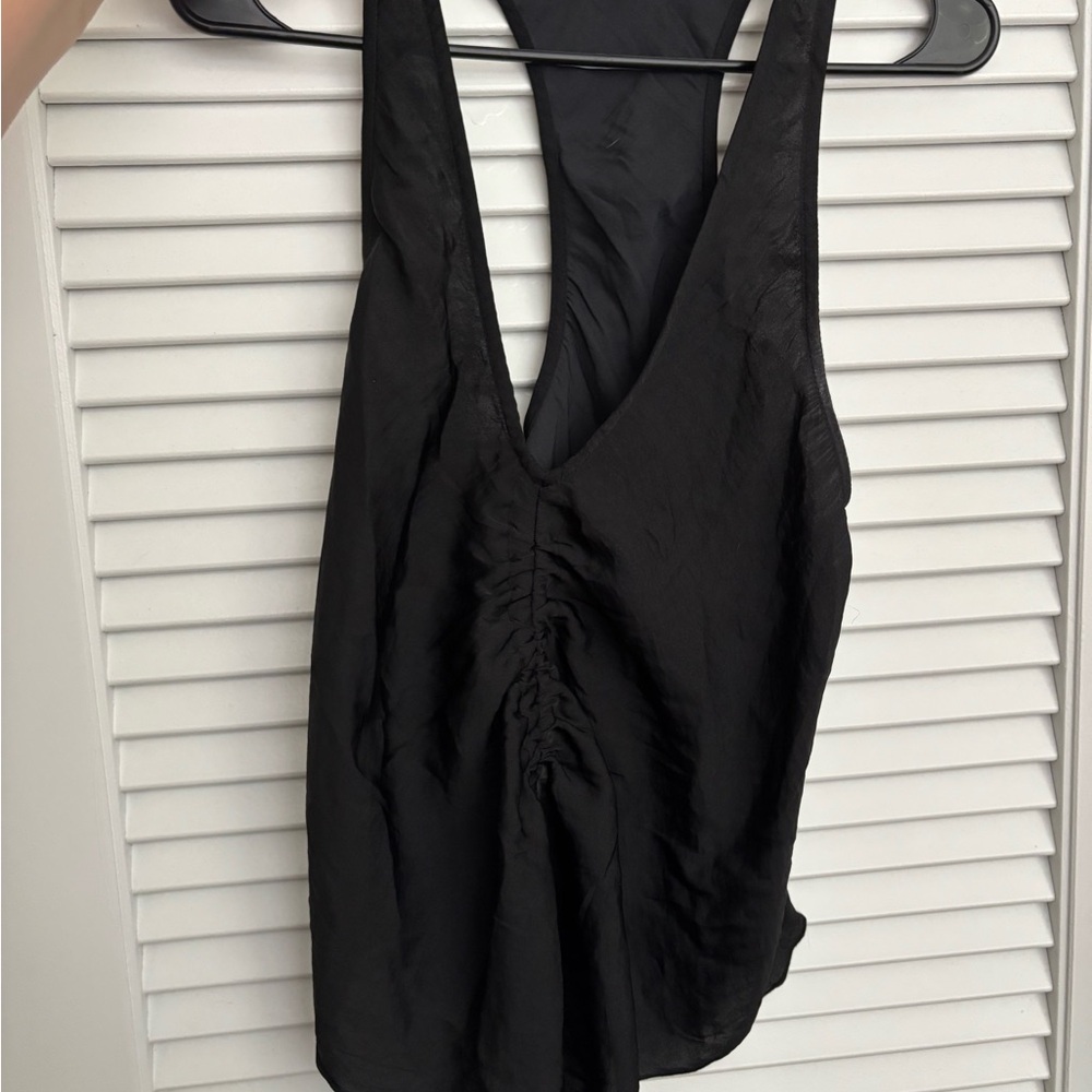 Free People Black Ruched Backless Tank Top